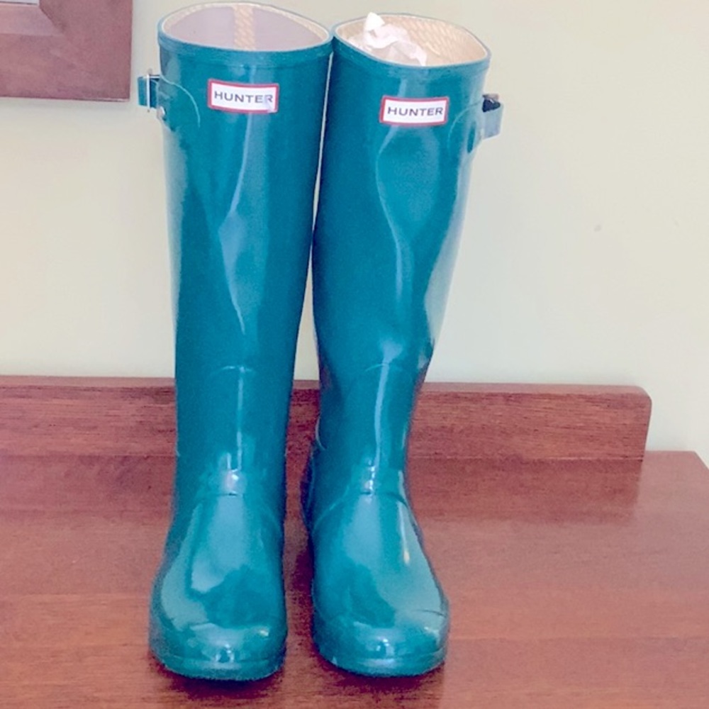 Hunter Green Ankle Boots Waterproof Rubber